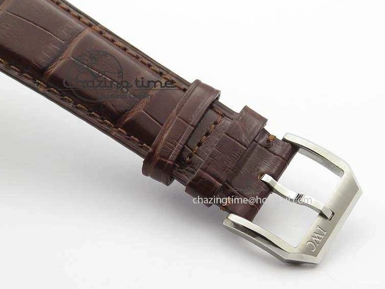 MIROTIME 0122 Sustainable Portuguese IW5444 SS White Dial RG Numbers On Brown Leather Strap A 7256
